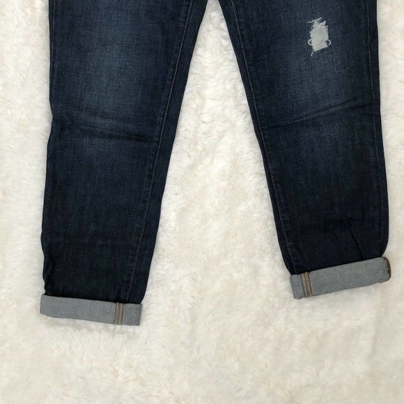 J Brand Women's Jeans Size 25 / 0 Boyfriend Fit Cuffed Distressed Denim Dark - Picture 5 of 11